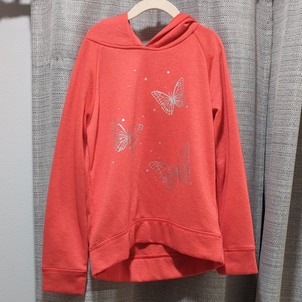 Butterfly Print Coral Hoodie